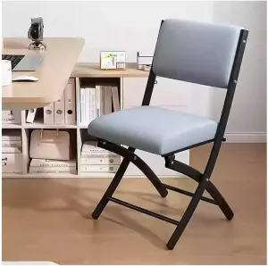 Folding Chair Visitor Chairs Camping Office Chair with Padded Seats, Desk Chair Faux Leather Dining Chairs Foldable Chair Heavy Duty Steel Metal Frame Rest Chair for Home Garden Office(Blue)