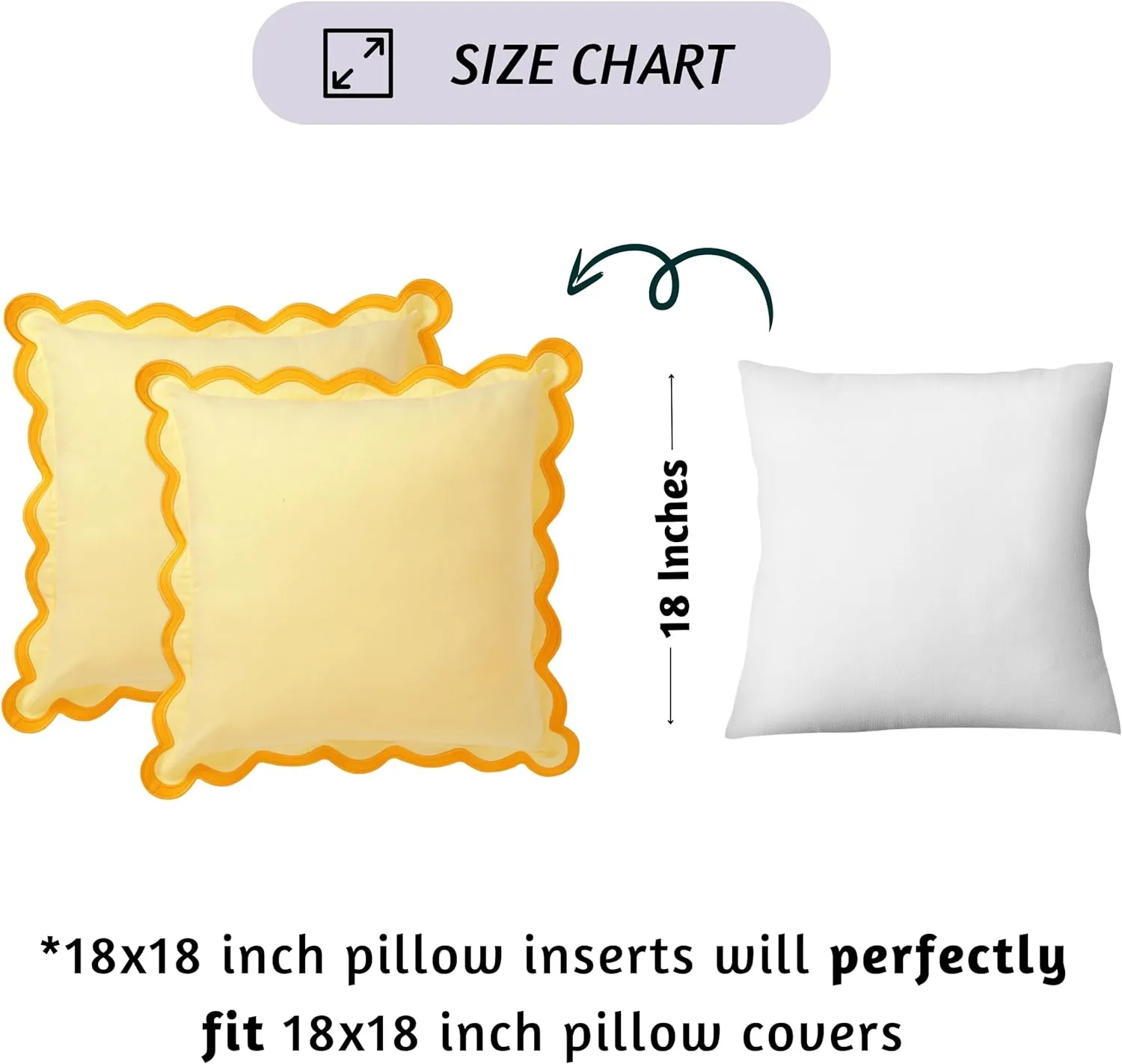 Folkulture Throw Pillow Covers | (18 x 18) Set of 2 Cotton Pillow Cover | Cute Outdoor Pillows | Decorative Throw Pillows for Couch | Yellow Pillow Cases or Couch Pillows for Living Room
