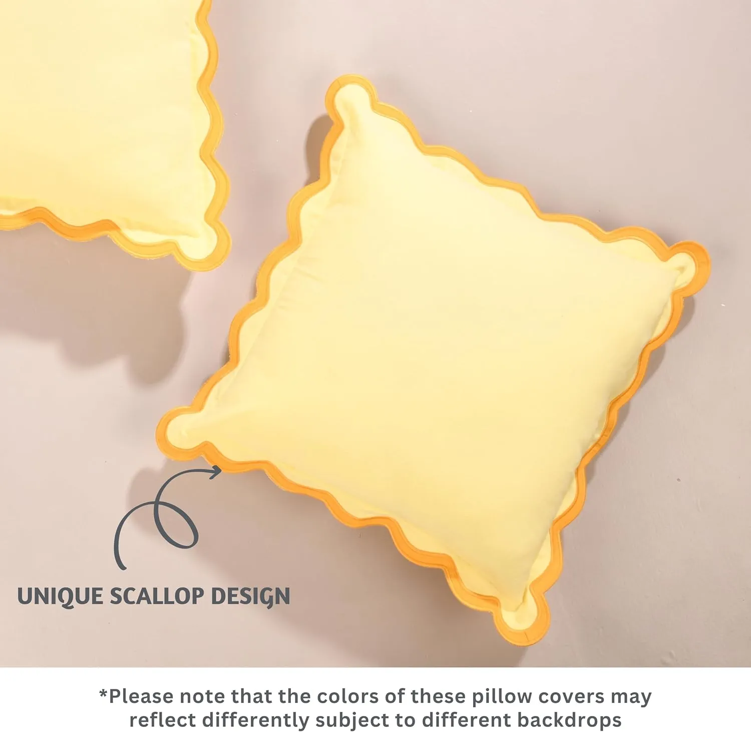 Folkulture Throw Pillow Covers | (18 x 18) Set of 2 Cotton Pillow Cover | Cute Outdoor Pillows | Decorative Throw Pillows for Couch | Yellow Pillow Cases or Couch Pillows for Living Room