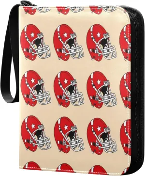 Football Helmets Card Binder 4 Pockets, 400 Pockets Trading Card Binder Removable Card Albums Card Holder for Games, Sports, Football, Baseball Cards