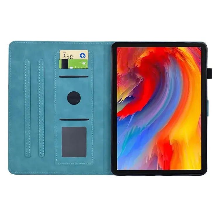 For Amazon Fire 7 (2022) Case Flower Bird Imprinted Card Holder Leather Tablet Cover