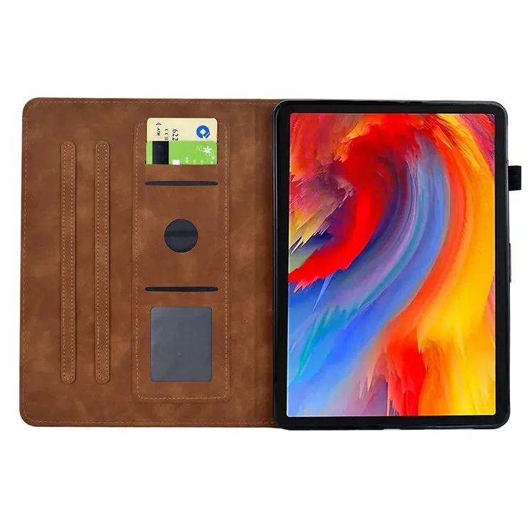 For Amazon Fire 7 (2022) Case Flower Bird Imprinted Card Holder Leather Tablet Cover