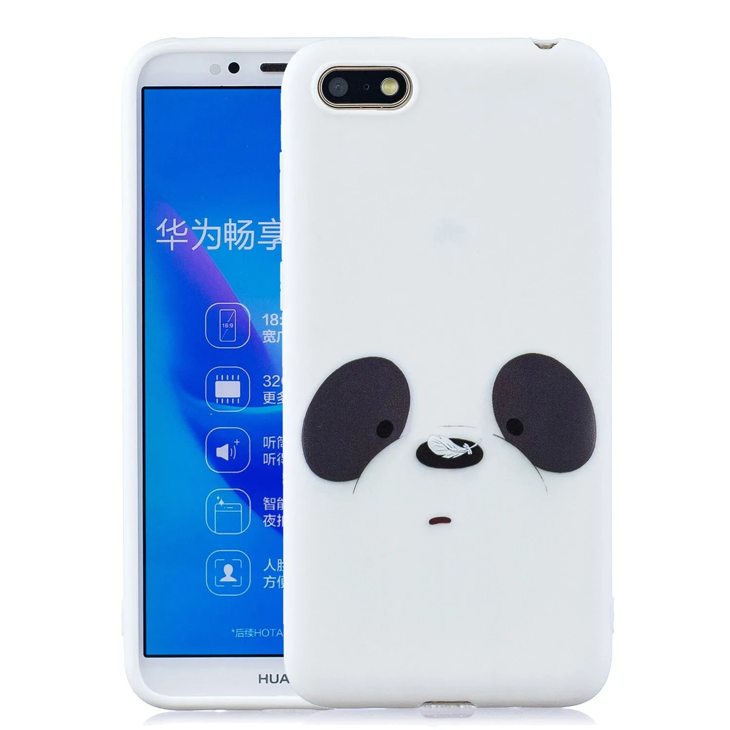 For HUAWEI Y5 2018 Cute Coloured Painted TPU Anti-scratch Non-slip Protective Cover Back Case with Lanyard yellow