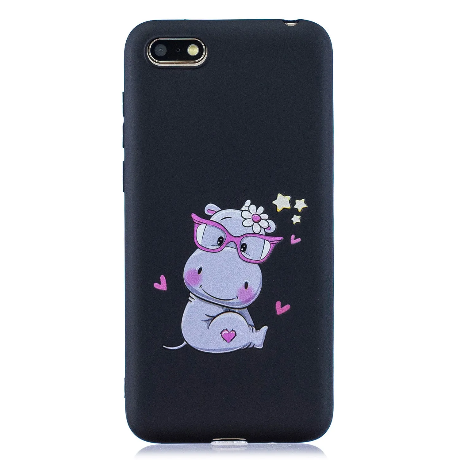 For HUAWEI Y5 2018 Cute Coloured Painted TPU Anti-scratch Non-slip Protective Cover Back Case with Lanyard yellow