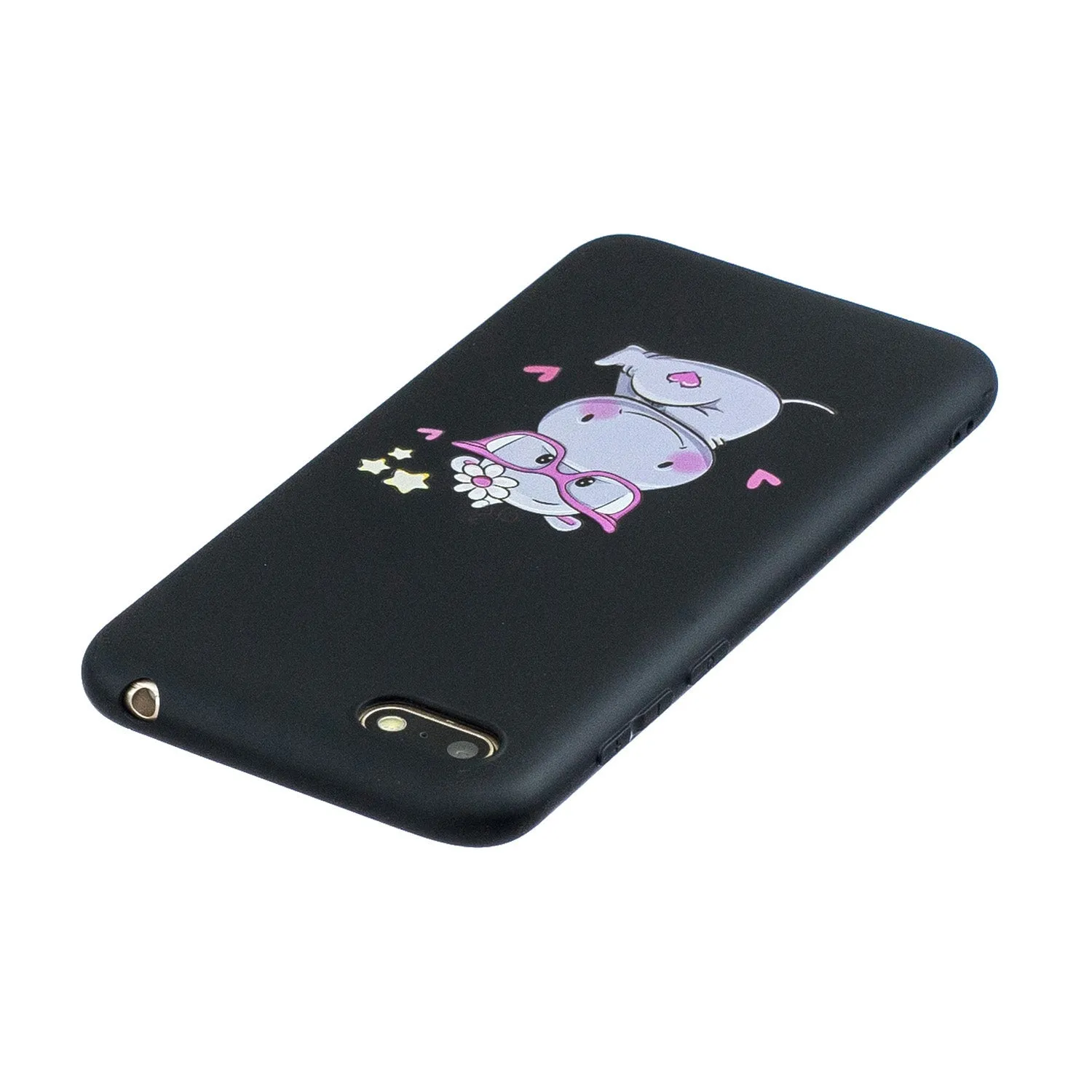 For HUAWEI Y5 2018 Cute Coloured Painted TPU Anti-scratch Non-slip Protective Cover Back Case with Lanyard yellow
