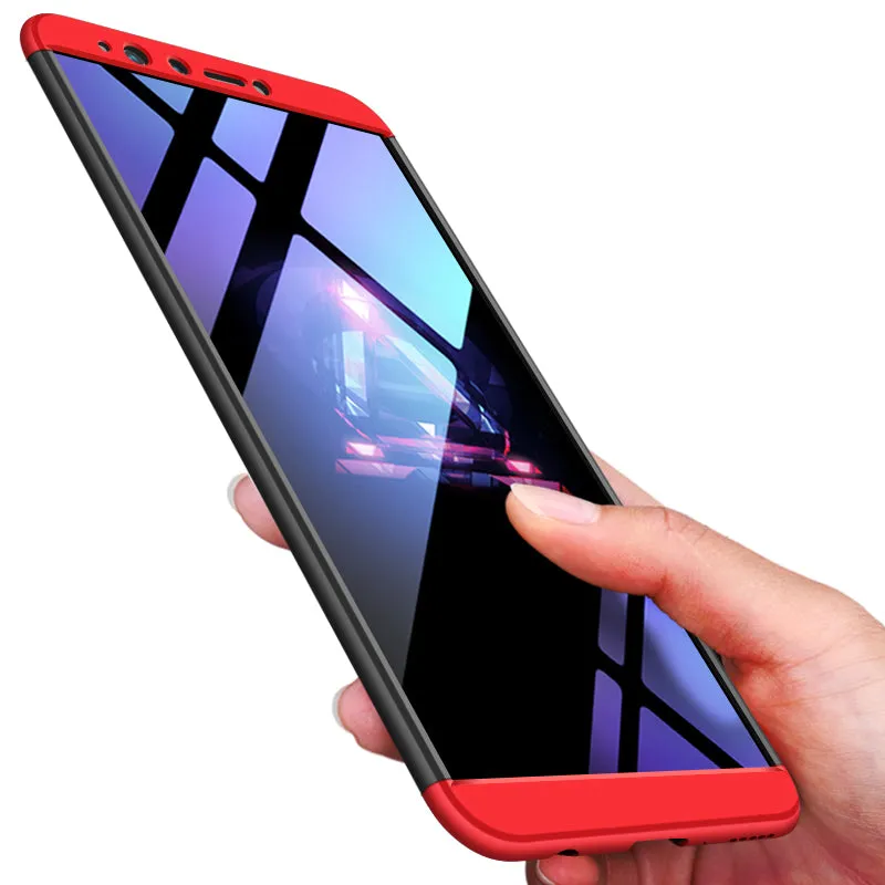For HUAWEI Y9 2018/Enjoy 8Plus Ultra Slim Back Cover Non-slip Shockproof 360 Degree Full Protective Case Red black red