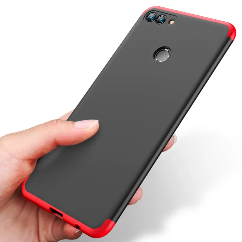 For HUAWEI Y9 2018/Enjoy 8Plus Ultra Slim Back Cover Non-slip Shockproof 360 Degree Full Protective Case Red black red