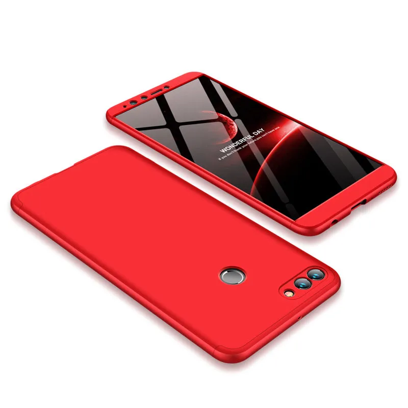 For HUAWEI Y9 2018/Enjoy 8Plus Ultra Slim Back Cover Non-slip Shockproof 360 Degree Full Protective Case Red black red