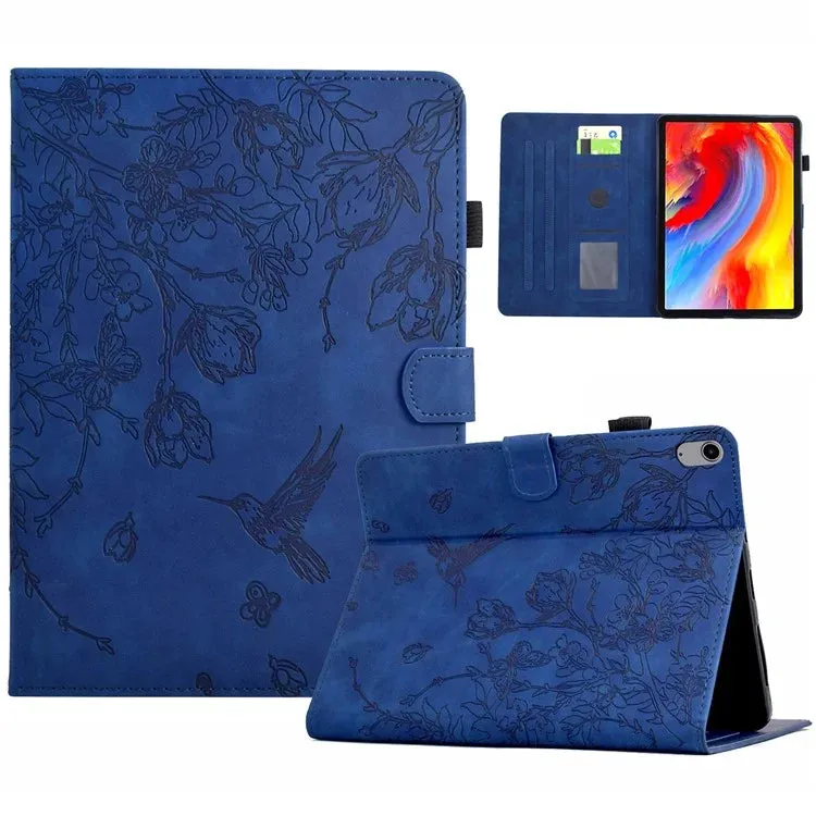 For iPad 10.9 (2022) Case Flower Bird Imprinted Card Holder Leather Tablet Cover