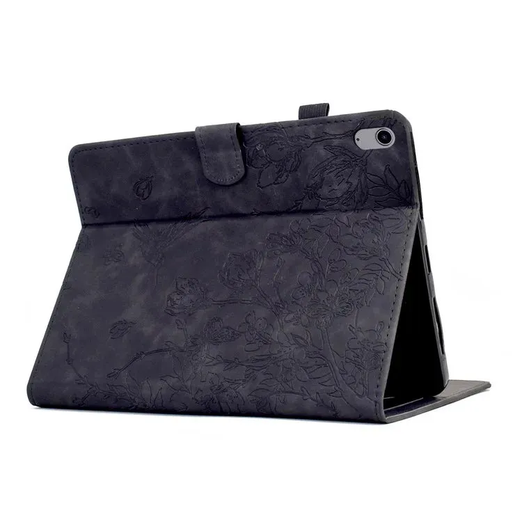 For iPad 10.9 (2022) Case Flower Bird Imprinted Card Holder Leather Tablet Cover