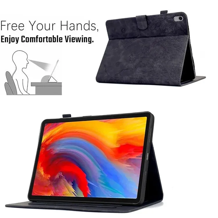 For iPad 10.9 (2022) Case Flower Bird Imprinted Card Holder Leather Tablet Cover