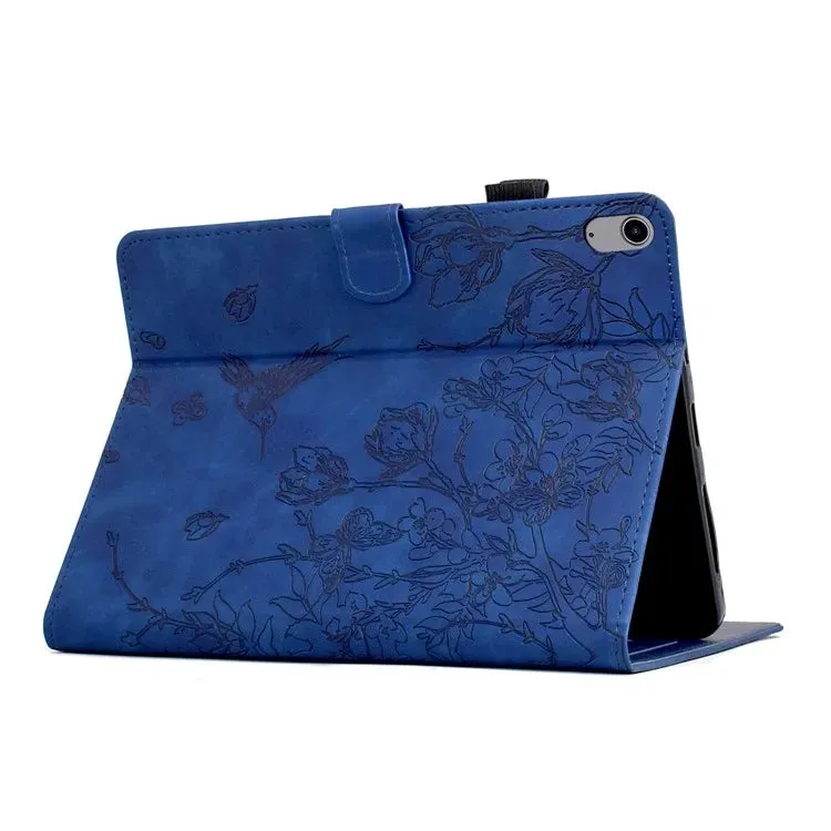 For iPad 10.9 (2022) Case Flower Bird Imprinted Card Holder Leather Tablet Cover