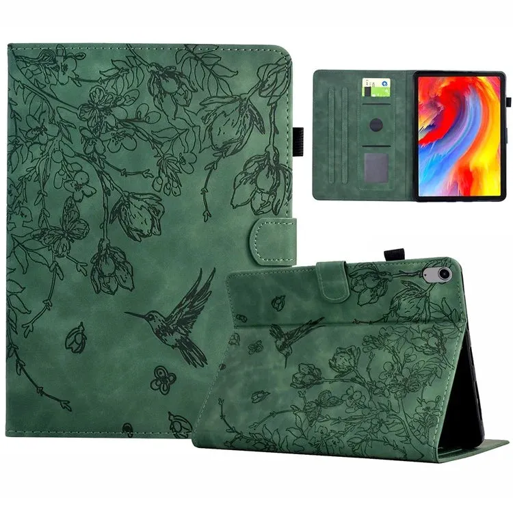 For iPad 10.9 (2022) Case Flower Bird Imprinted Card Holder Leather Tablet Cover