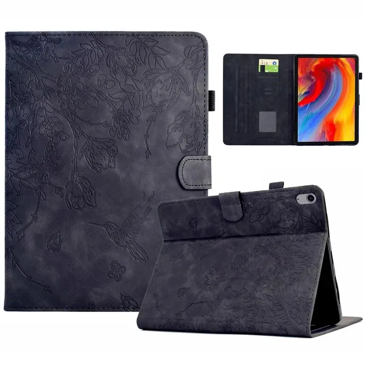 For iPad 10.9 (2022) Case Flower Bird Imprinted Card Holder Leather Tablet Cover