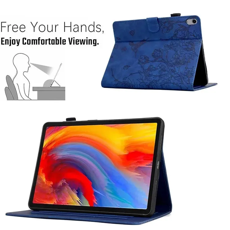 For iPad 10.9 (2022) Case Flower Bird Imprinted Card Holder Leather Tablet Cover