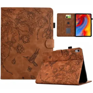 For iPad 10.9 (2022) Case Flower Bird Imprinted Card Holder Leather Tablet Cover
