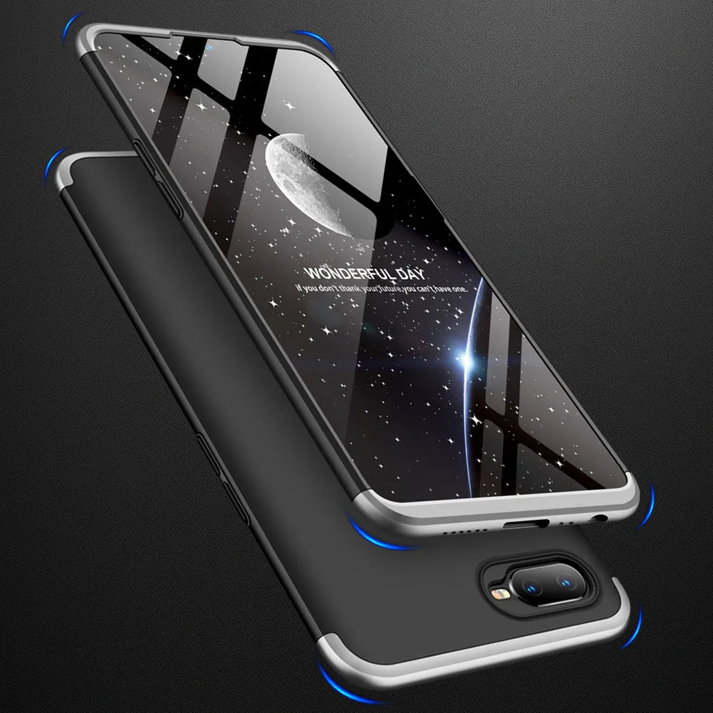 for Oppo A7 Ultra Slim PC Back Cover Non-slip Shockproof 360 Degree Full Protective Case black_Oppo A7