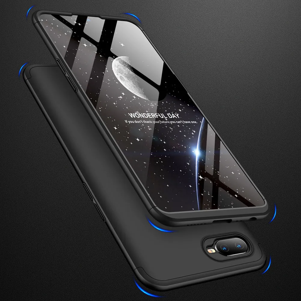 for Oppo A7 Ultra Slim PC Back Cover Non-slip Shockproof 360 Degree Full Protective Case black_Oppo A7