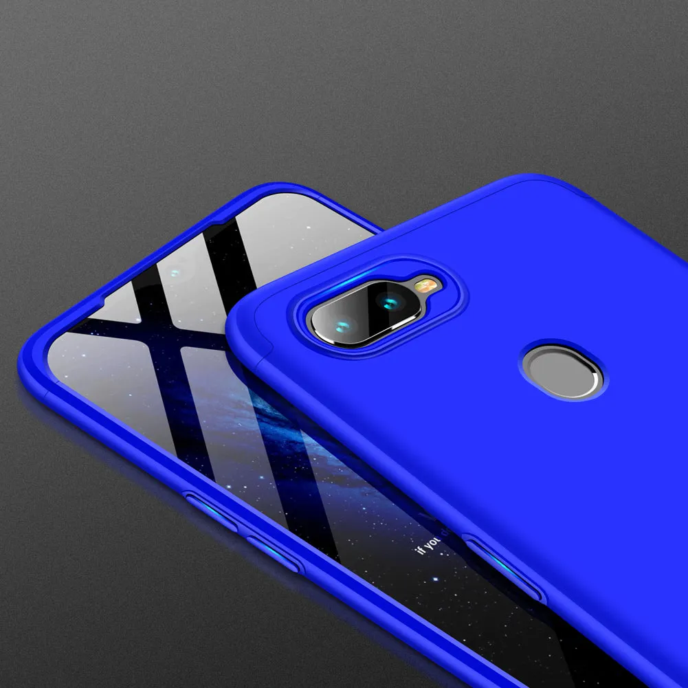for Oppo A7 Ultra Slim PC Back Cover Non-slip Shockproof 360 Degree Full Protective Case black_Oppo A7