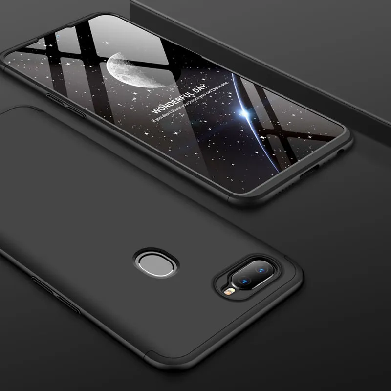 for Oppo A7 Ultra Slim PC Back Cover Non-slip Shockproof 360 Degree Full Protective Case black_Oppo A7