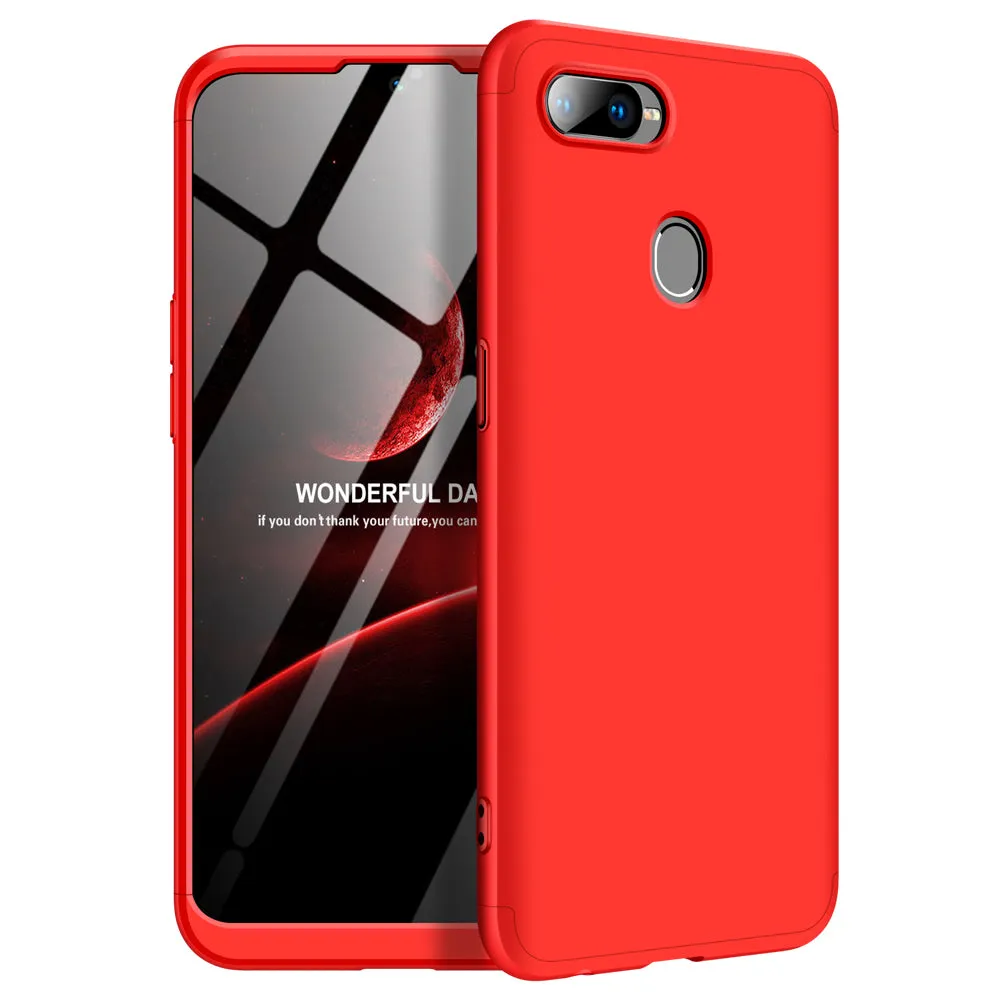 For OPPO F9/F9 Pro 3 in 1 360 Degree Non-slip Shockproof Full Protective Case black