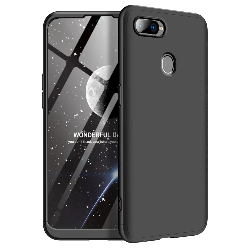 For OPPO F9/F9 Pro 3 in 1 360 Degree Non-slip Shockproof Full Protective Case black