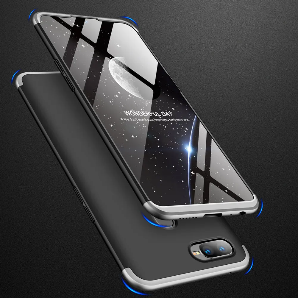 For OPPO F9/F9 Pro 3 in 1 360 Degree Non-slip Shockproof Full Protective Case black