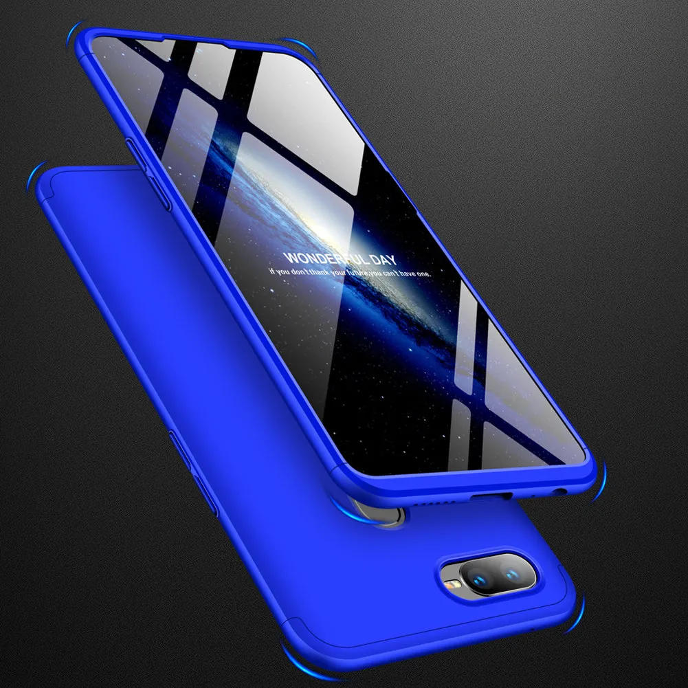 For OPPO F9/F9 Pro 3 in 1 360 Degree Non-slip Shockproof Full Protective Case black