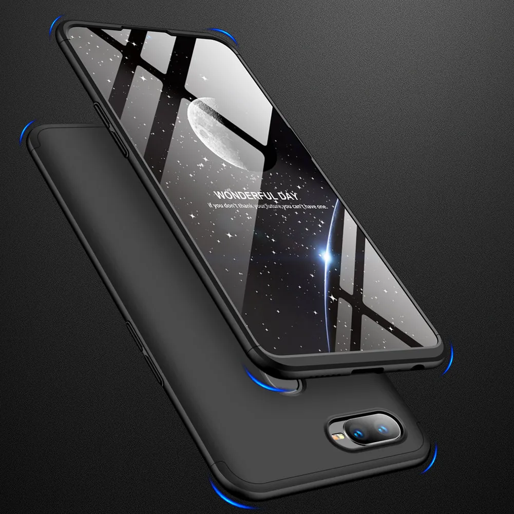 For OPPO F9/F9 Pro 3 in 1 360 Degree Non-slip Shockproof Full Protective Case black
