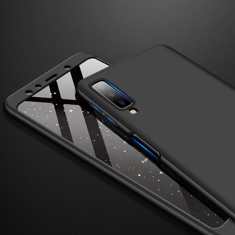 For Samsung A7 2018 3 in 1 360 Degree Non-slip Shockproof Full Protective Case black_Samsung A7 2018