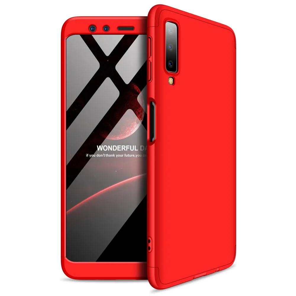 For Samsung A7 2018 3 in 1 360 Degree Non-slip Shockproof Full Protective Case black_Samsung A7 2018