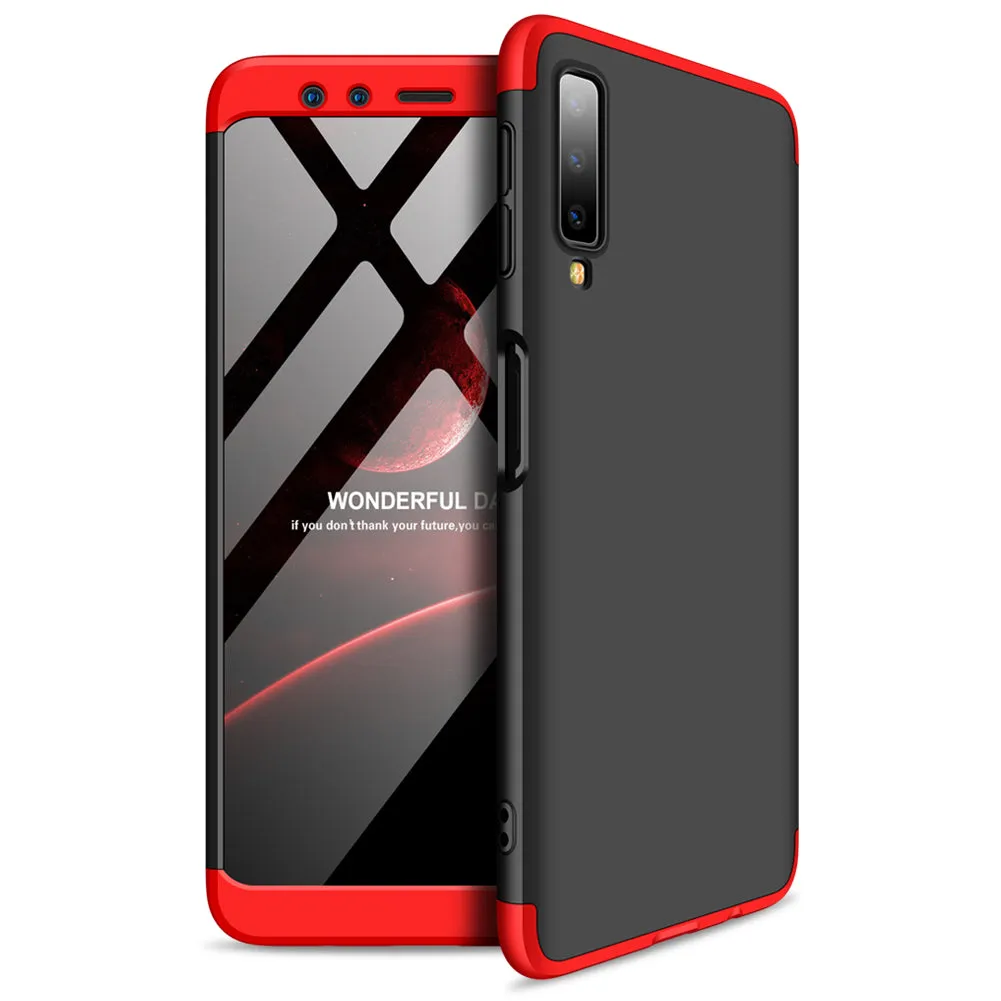 For Samsung A7 2018 3 in 1 360 Degree Non-slip Shockproof Full Protective Case black_Samsung A7 2018