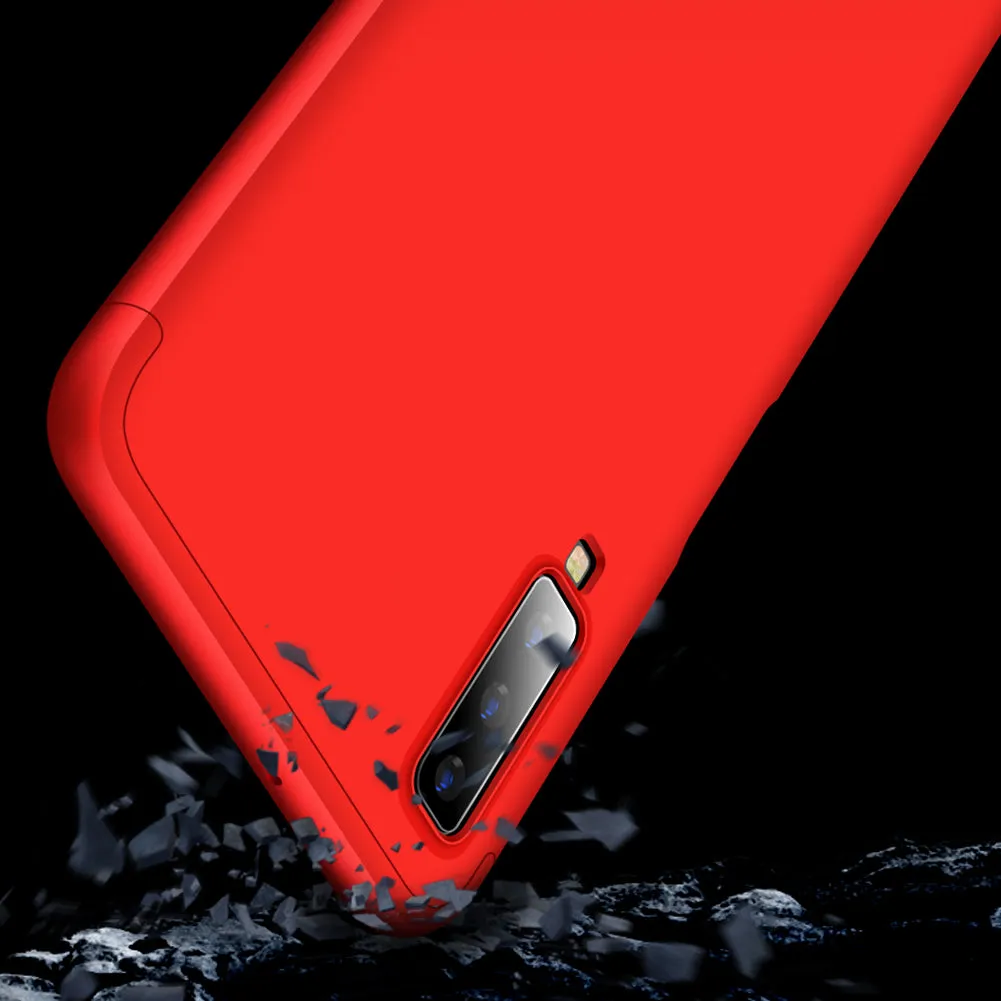 For Samsung A7 2018 3 in 1 360 Degree Non-slip Shockproof Full Protective Case black_Samsung A7 2018