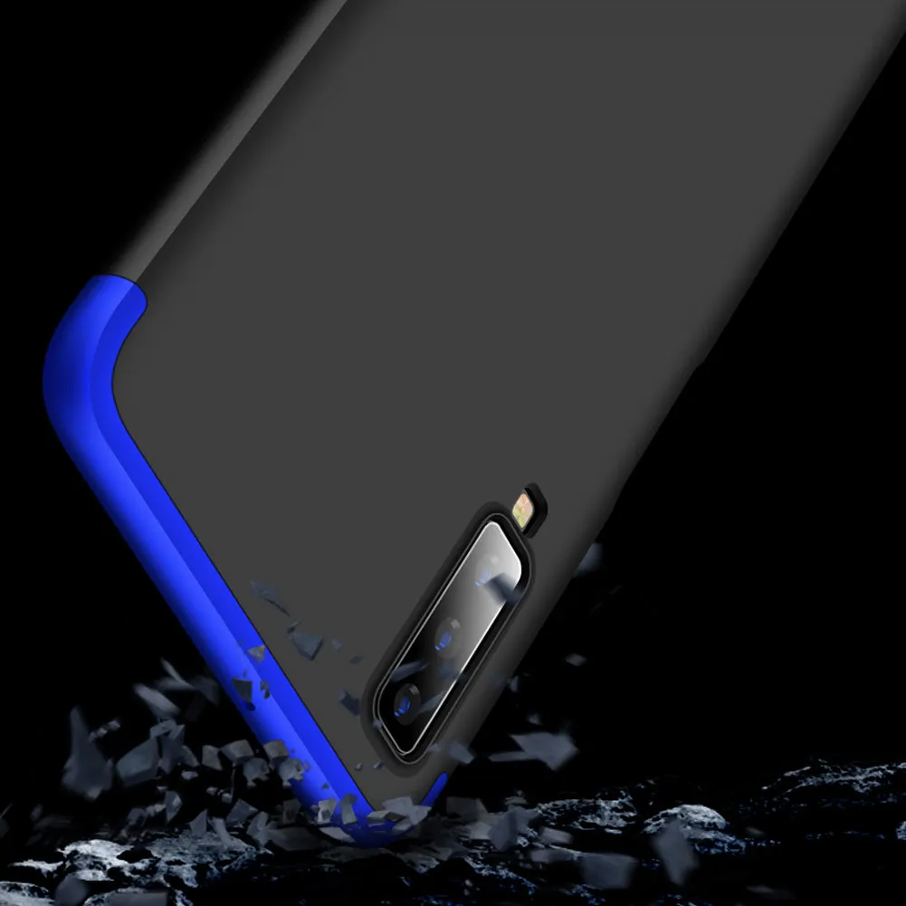 For Samsung A7 2018 3 in 1 360 Degree Non-slip Shockproof Full Protective Case black_Samsung A7 2018