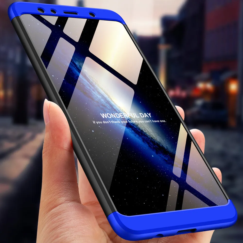 For Samsung A7 2018 3 in 1 360 Degree Non-slip Shockproof Full Protective Case black_Samsung A7 2018
