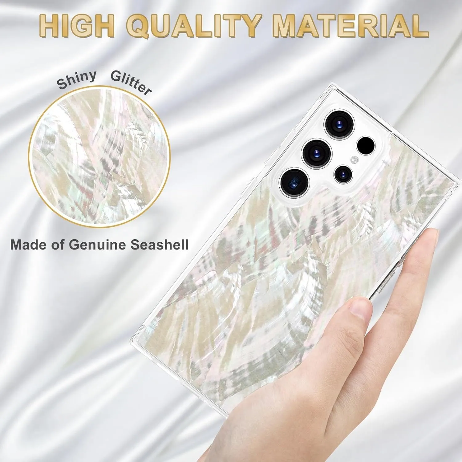 for Samsung Galaxy S24 Case Made with Unique Genuine Seashell, Durable | Stunning Gorgeous | Drop Protection | Luxury Aesthetic Cover. (Purple)