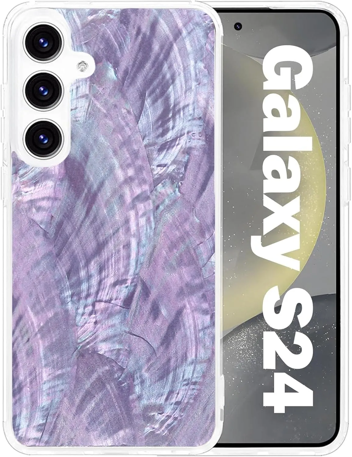for Samsung Galaxy S24 Case Made with Unique Genuine Seashell, Durable | Stunning Gorgeous | Drop Protection | Luxury Aesthetic Cover. (Purple)