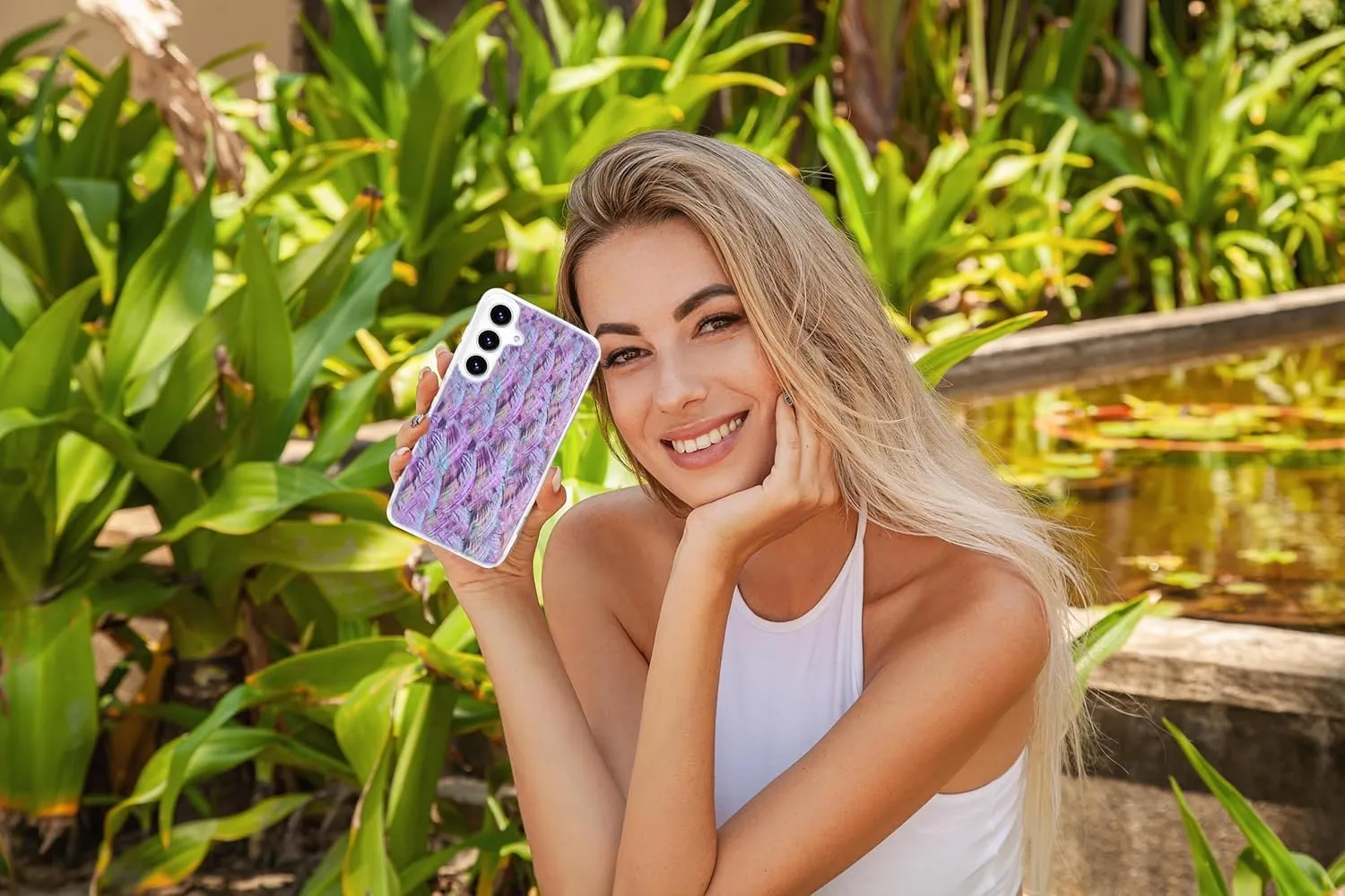 for Samsung Galaxy S24 Case Made with Unique Genuine Seashell, Durable | Stunning Gorgeous | Drop Protection | Luxury Aesthetic Cover. (Purple)