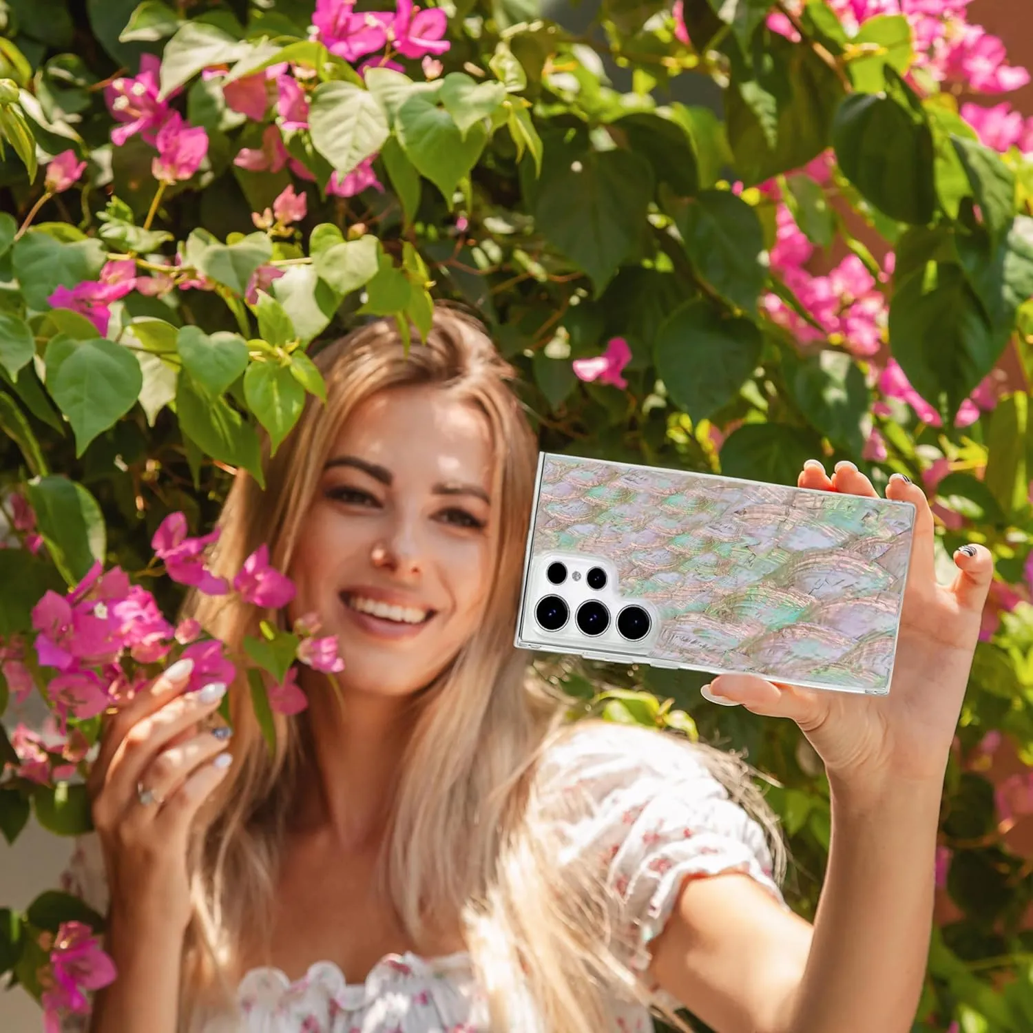 for Samsung Galaxy S24 Case Made with Unique Genuine Seashell, Durable | Stunning Gorgeous | Drop Protection | Luxury Aesthetic Cover. (Purple)
