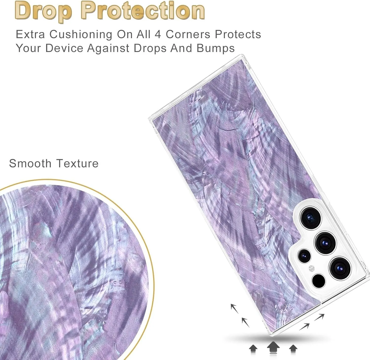 for Samsung Galaxy S24 Case Made with Unique Genuine Seashell, Durable | Stunning Gorgeous | Drop Protection | Luxury Aesthetic Cover. (Purple)