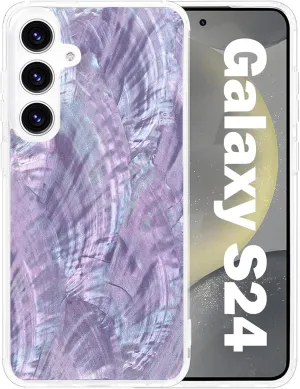 for Samsung Galaxy S24 Case Made with Unique Genuine Seashell, Durable | Stunning Gorgeous | Drop Protection | Luxury Aesthetic Cover. (Purple)