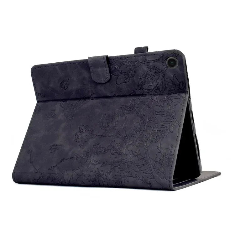 For Samsung Galaxy Tab A8 10.5 (2022) / (2021) X200 X205  Case Flower Bird Imprinted Card Holder Leather Tablet Cover