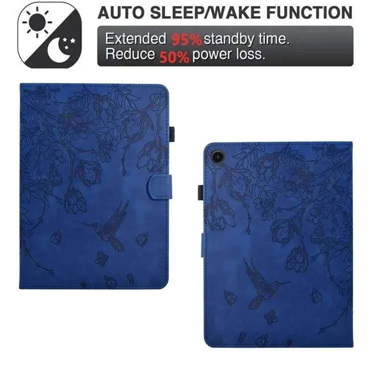 For Samsung Galaxy Tab A8 10.5 (2022) / (2021) X200 X205  Case Flower Bird Imprinted Card Holder Leather Tablet Cover