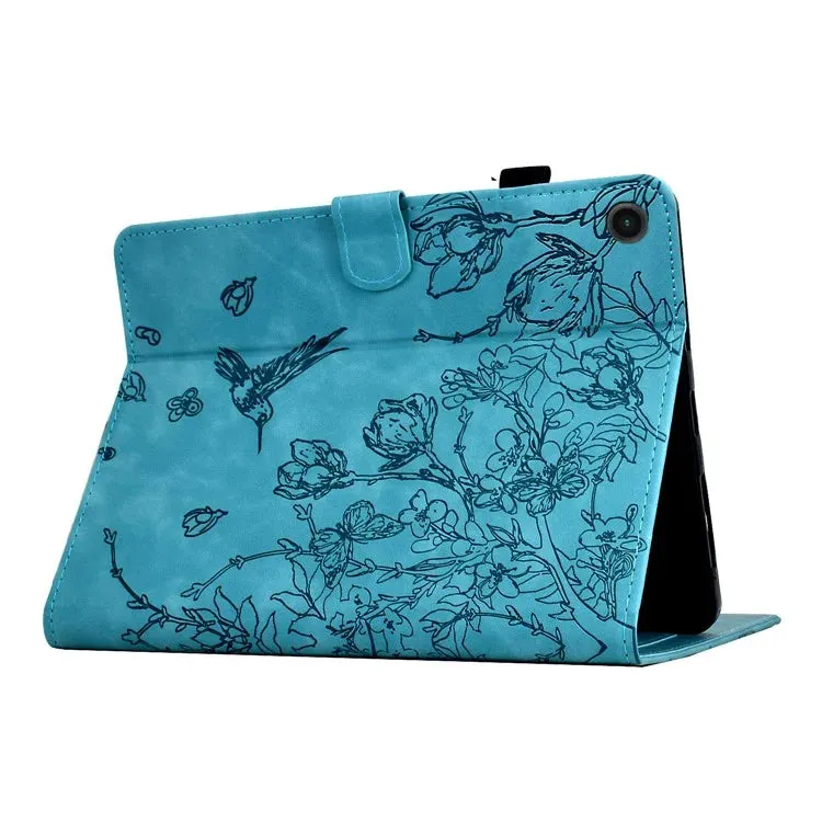 For Samsung Galaxy Tab A8 10.5 (2022) / (2021) X200 X205  Case Flower Bird Imprinted Card Holder Leather Tablet Cover