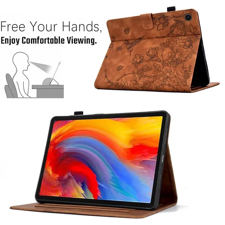For Samsung Galaxy Tab A8 10.5 (2022) / (2021) X200 X205  Case Flower Bird Imprinted Card Holder Leather Tablet Cover