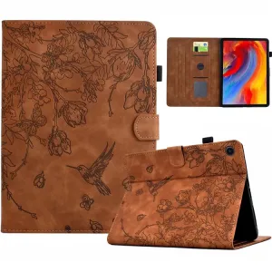 For Samsung Galaxy Tab A8 10.5 (2022) / (2021) X200 X205  Case Flower Bird Imprinted Card Holder Leather Tablet Cover