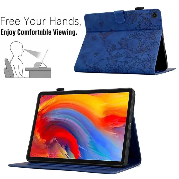 For Samsung Galaxy Tab A8 10.5 (2022) / (2021) X200 X205  Case Flower Bird Imprinted Card Holder Leather Tablet Cover