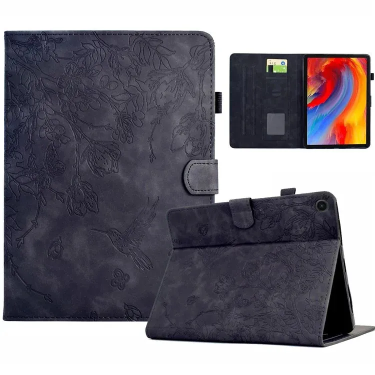 For Samsung Galaxy Tab A8 10.5 (2022) / (2021) X200 X205  Case Flower Bird Imprinted Card Holder Leather Tablet Cover