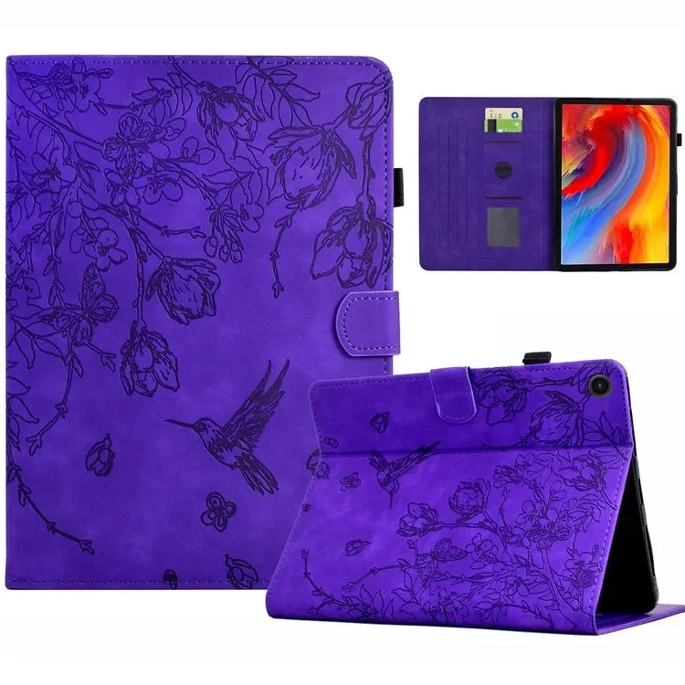 For Samsung Galaxy Tab A8 10.5 (2022) / (2021) X200 X205  Case Flower Bird Imprinted Card Holder Leather Tablet Cover
