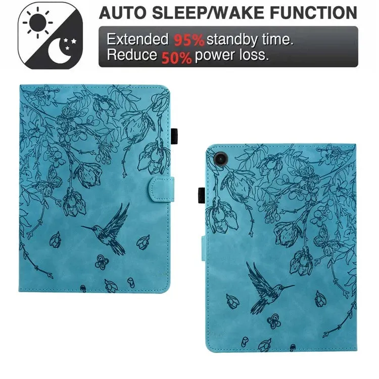 For Samsung Galaxy Tab A8 10.5 (2022) / (2021) X200 X205  Case Flower Bird Imprinted Card Holder Leather Tablet Cover